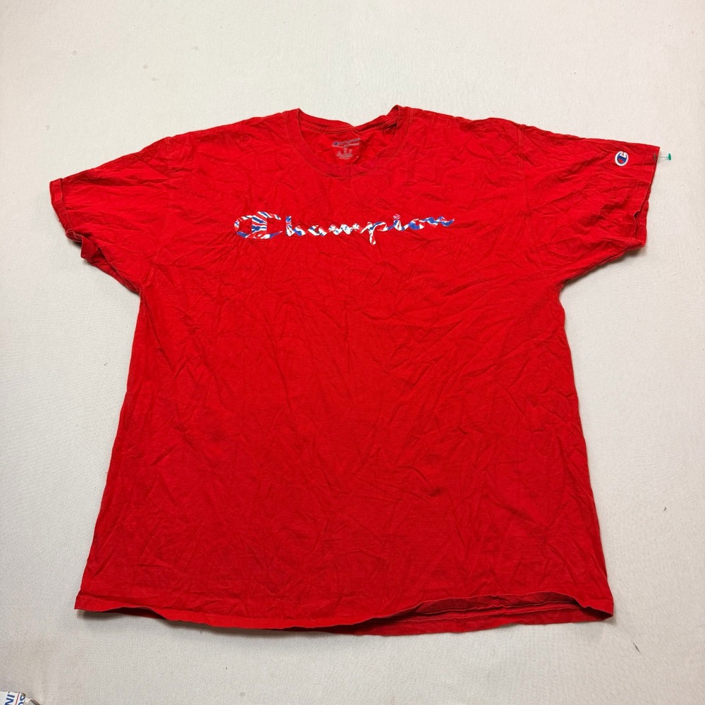 Champion T-Shirt Mens Extra Large Red Excellent Americana Script Graphic Tee